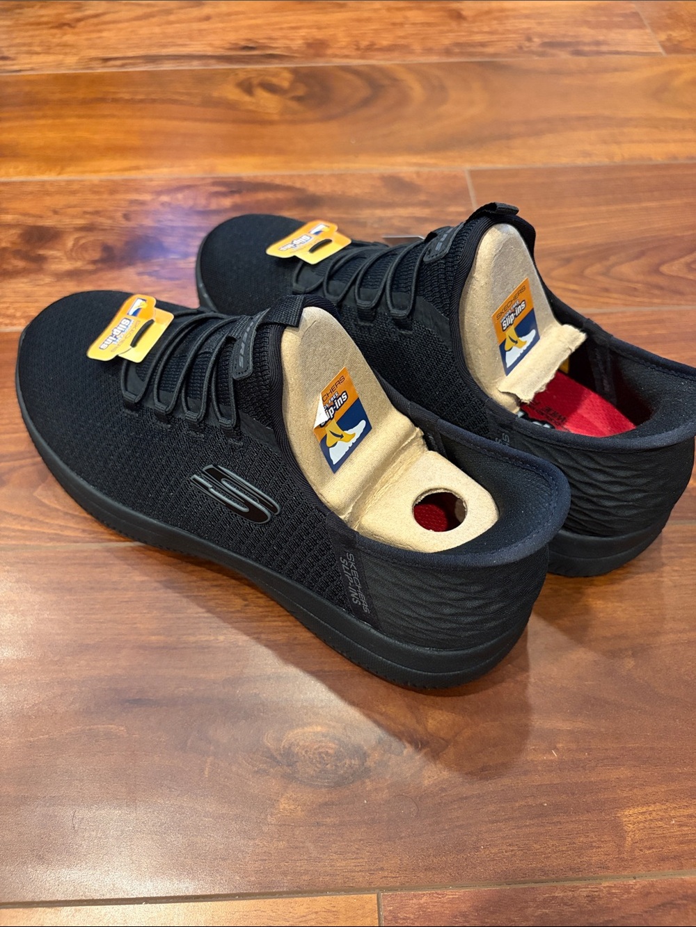 Skechers Black Mesh Slip-On Sneakers - Picture 16 of 16